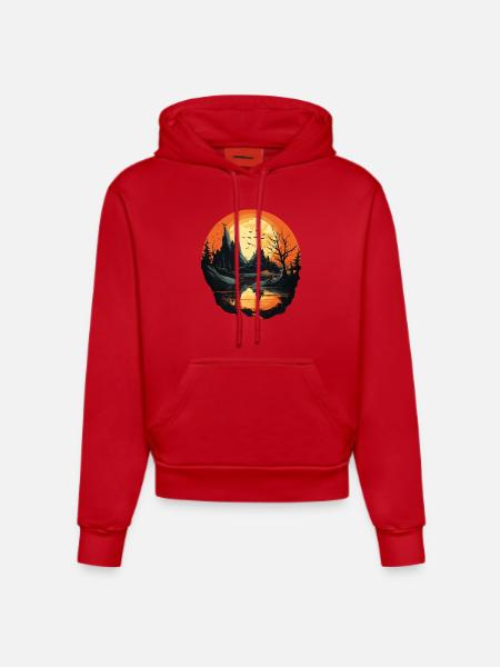 Landschaft - Organic Fitted Hoodie Made in EU - Rot