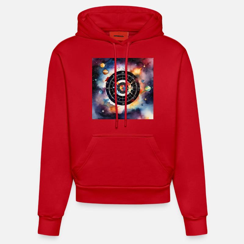 Carnaval de fléchettes cosmiques - Sweat à capuche bio ajusté fabriqué en UE - rouge