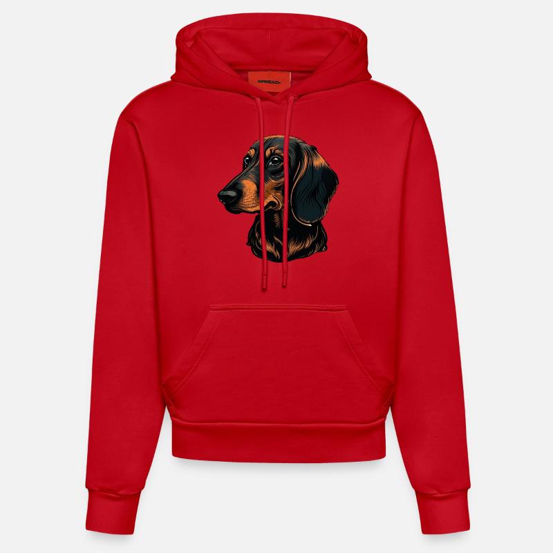 Teckel - Sweat à capuche bio ajusté fabriqué en UE - rouge