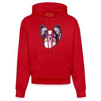 Kontinentaler Zwergspaniel Papillon - Organic Fitted Hoodie Made in EU - Rot - Vorne