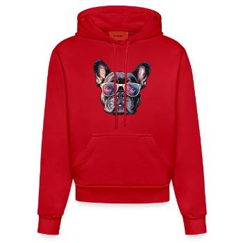 Französische Bulldogge, Frenchie, French Bulldog, - Organic Fitted Hoodie Made in EU - red - Front