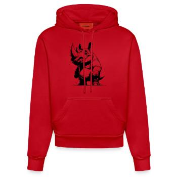 Lustiges Spitzmaulnashorn mit riesigem Horn - Organic Fitted Hoodie Made in EU - Rot - Vorne