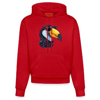 Toucan, Sunglasses, Summer, Gift - Organic Fitted Hoodie Made in EU - red - Front