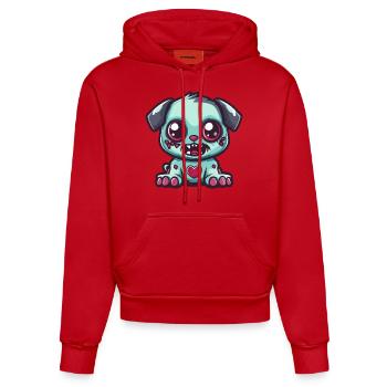 Hund Halloween Zombie Baby - Organic Fitted Hoodie Made in EU - Rot - Vorne