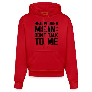 Headphones Mean Don't Talk to Me Funny Gym Workout - Sweat à capuche bio ajusté fabriqué en UE - rouge - Devant