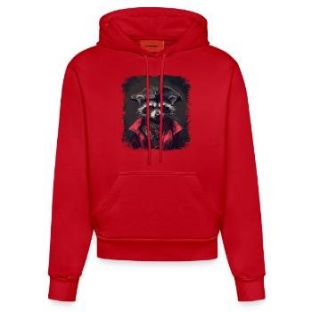 Waschbär Pirat - Organic Fitted Hoodie Made in EU - Rot - Vorne