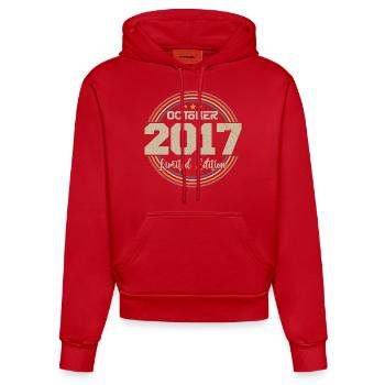 Né en octobre 2017 Retro Anniversaire Octobre 2017 - Sweat à capuche bio ajusté fabriqué en UE - rouge - Devant