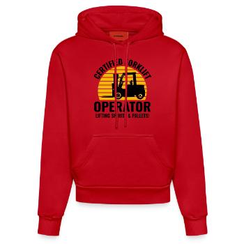 Forklift Operator Heavy Equipment Driver Funny - Organic Fitted Hoodie Made in EU - red - Front