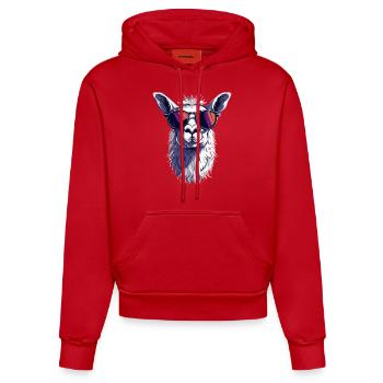 Lustiges Lama Alpaka - Organic Fitted Hoodie Made in EU - Rot - Vorne