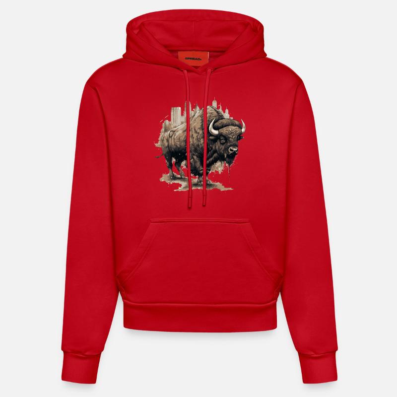 Buffle - Sweat à capuche bio ajusté fabriqué en UE - rouge