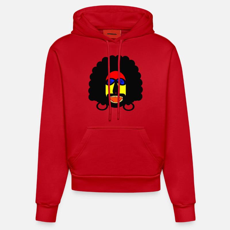 M. Curly - Sweat à capuche bio ajusté fabriqué en UE - rouge