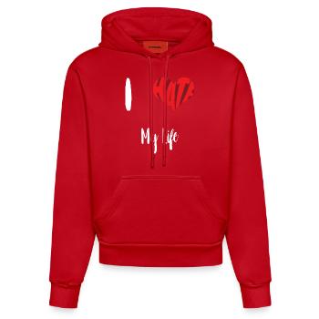 Hass Leben Stopp Hass Anti Hass - Organic Fitted Hoodie Made in EU - Rot - Vorne