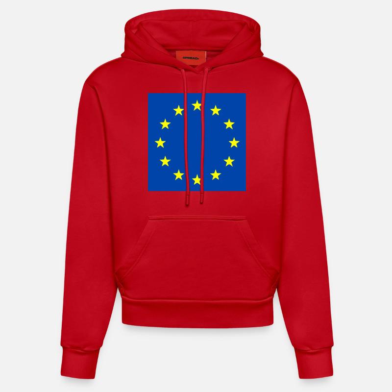 Drapeau de l’Europe - Sweat à capuche bio ajusté fabriqué en UE - rouge