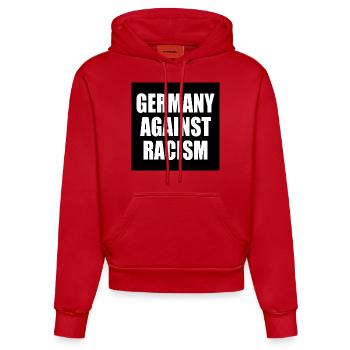 Germany against racism - Organic Fitted Hoodie Made in EU - Rot - Vorne