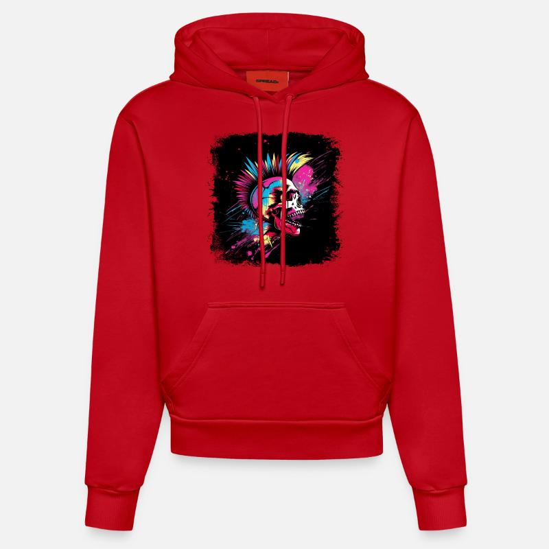 Punk Zombie Mohawk - Sweat à capuche bio ajusté fabriqué en UE - rouge