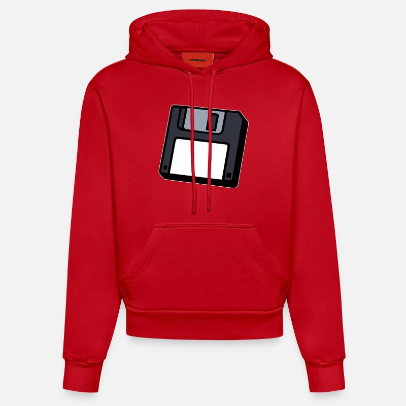 Diskette Retro Symbol Computer - Organic Fitted Hoodie Made in EU - Rot
