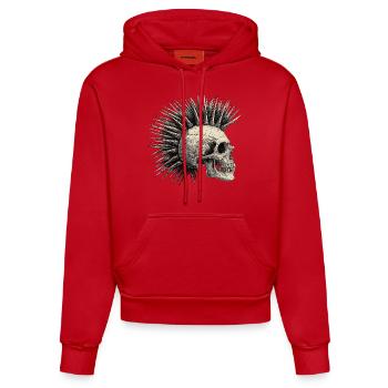 Horreur Punk Zombie Mohawk - Sweat à capuche bio ajusté fabriqué en UE - rouge - Devant