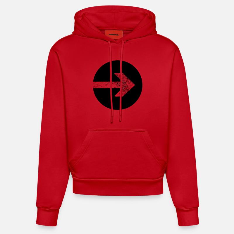 FLÈCHE BLANCHE EN CERCLE NOIR - Sweat à capuche bio ajusté fabriqué en UE - rouge