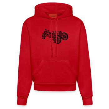 Oldtimer Rennen / Classic Race Car 01_schwarz - Organic Fitted Hoodie Made in EU - Rot - Vorne
