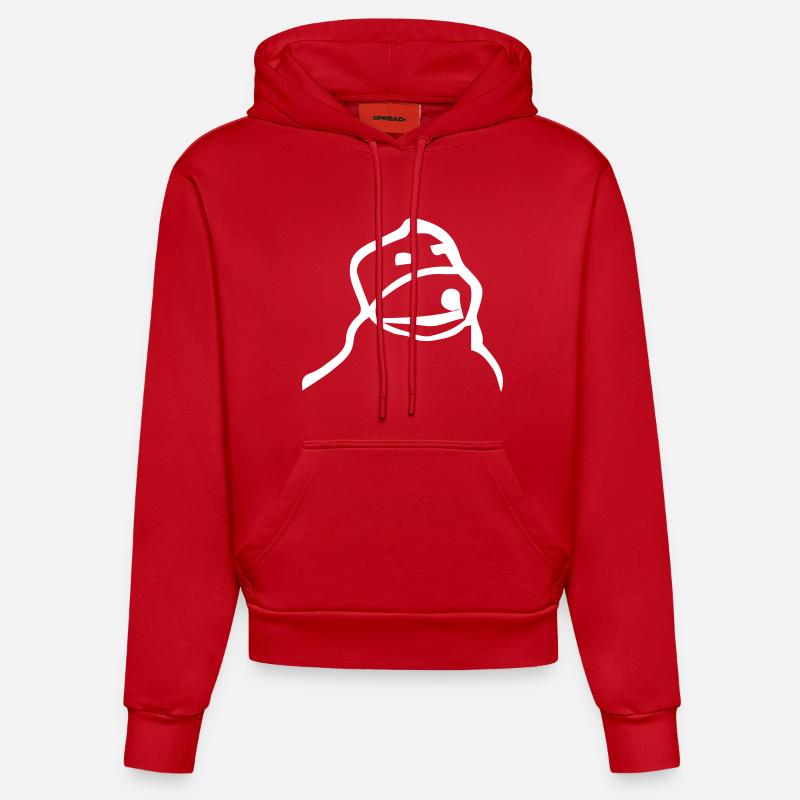 flat eric - design - Sweat à capuche bio ajusté fabriqué en UE - rouge