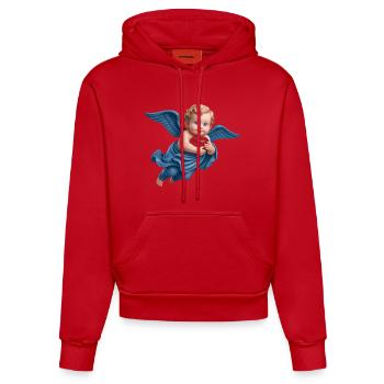 CUPID CHERUB #1 - peace & love - Organic Fitted Hoodie Made in EU - red - Front