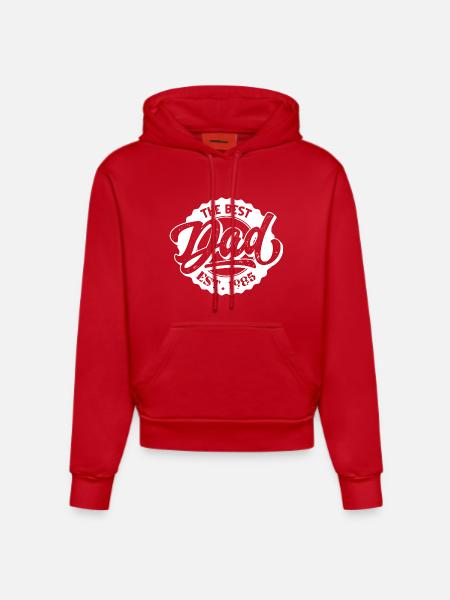 The Best Dad EST 1985 - Organic Fitted Hoodie Made in EU - red