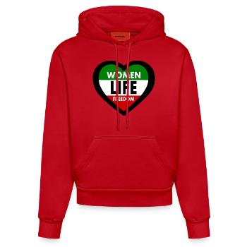 Women life freedom - Sweat à capuche bio ajusté fabriqué en UE - rouge - Devant