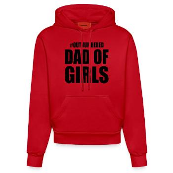 Dad of girls - Sweat à capuche bio ajusté fabriqué en UE - rouge - Devant