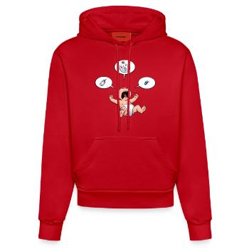 CD - Baby Kreisch Flasche Windel Schnuller Essen - - Organic Fitted Hoodie Made in EU - Rot - Vorne