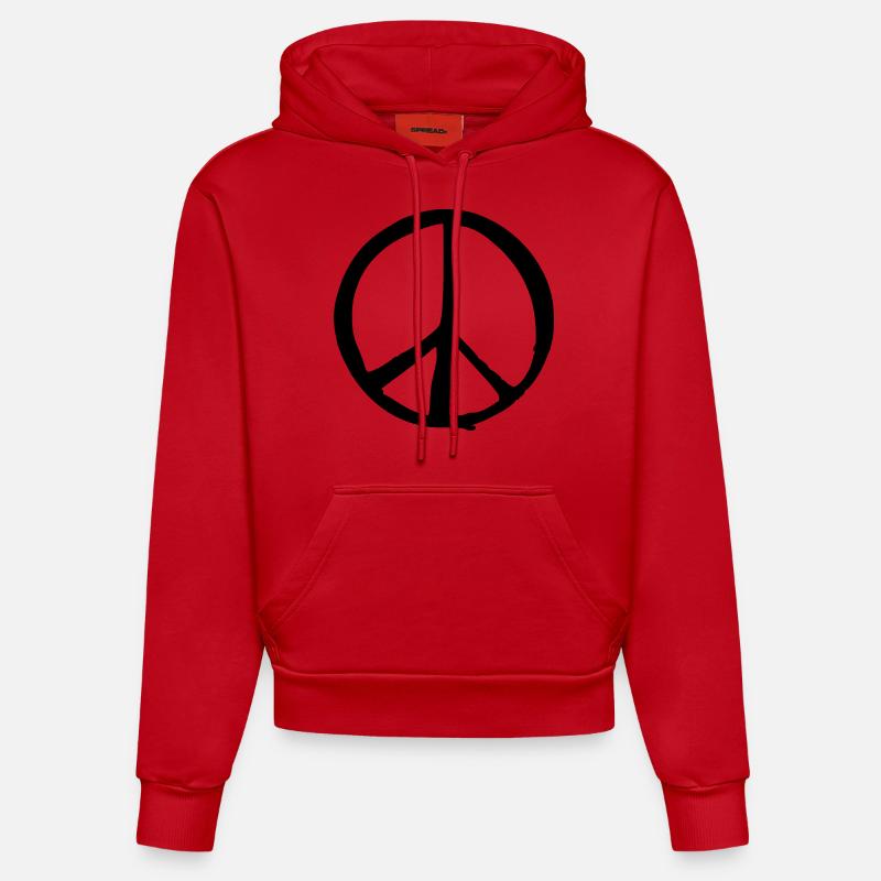 peace - Sweat à capuche bio ajusté fabriqué en UE - rouge
