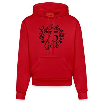 75. Geburtstag Frauen Ihr Geburtstagskind 75 Jahre alt - Organic Fitted Hoodie Made in EU - Rot - Vorne