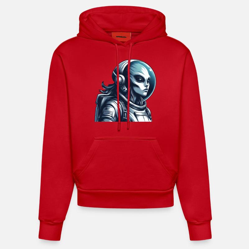 Exploration spatiale d’astronautes extraterrestres - Sweat à capuche bio ajusté fabriqué en UE - rouge