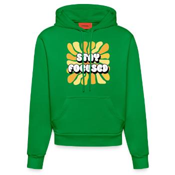 Stay Focused Positive Affirmations Sunflower - Organic Fitted Hoodie Made in EU - City Green - Front