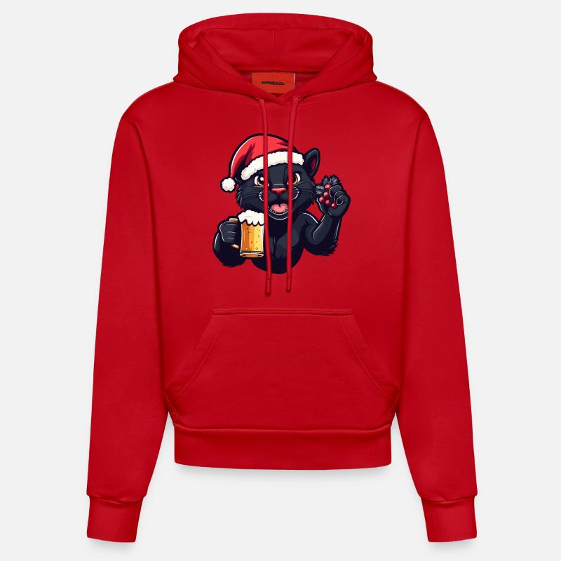Bière Panther Noël Noël - Sweat à capuche bio ajusté fabriqué en UE - rouge