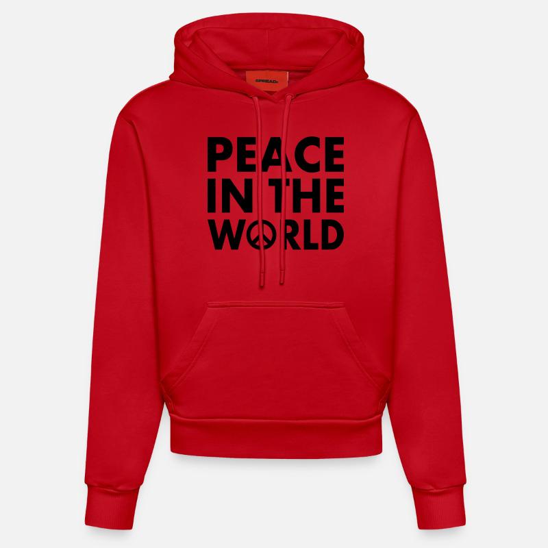 Peace in the world - Sweat à capuche bio ajusté fabriqué en UE - rouge