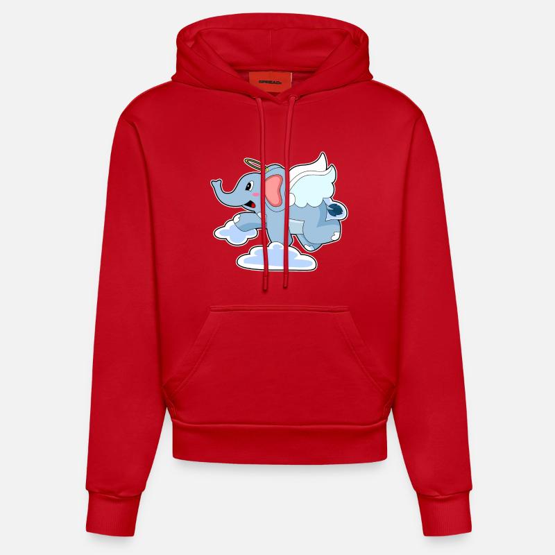 Nuages d’anges éléphants - Sweat à capuche bio ajusté fabriqué en UE - rouge
