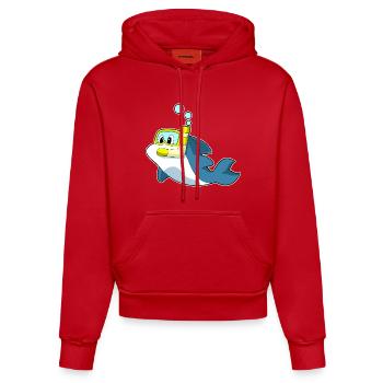 Dolphin Diver Snorkel Diving - Organic Fitted Hoodie Made in EU - red - Front