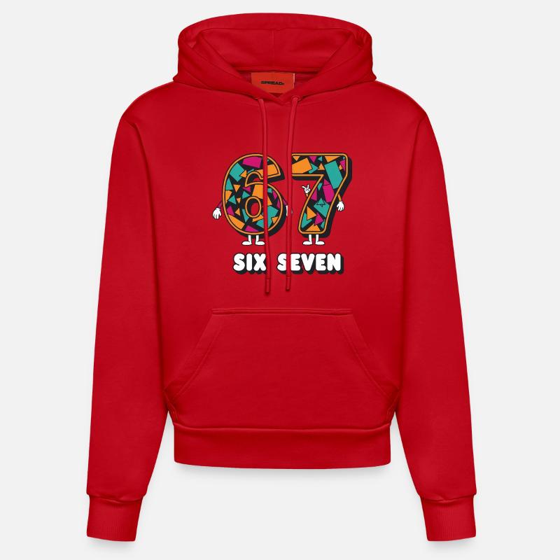 6 7 Confettis Carnaval Carnaval - Sweat à capuche bio ajusté fabriqué en UE - rouge