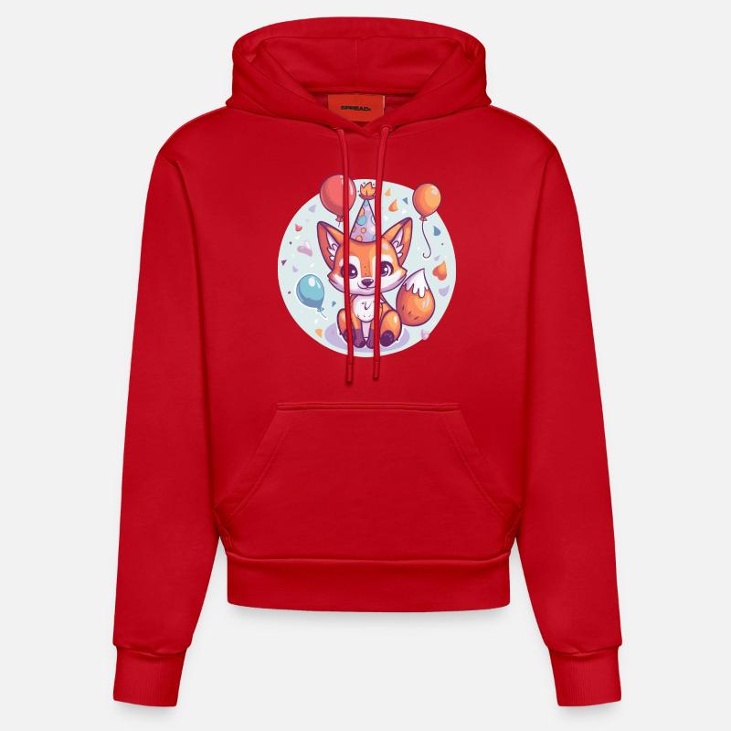Renard Anniversaire Bébé - Sweat à capuche bio ajusté fabriqué en UE - rouge