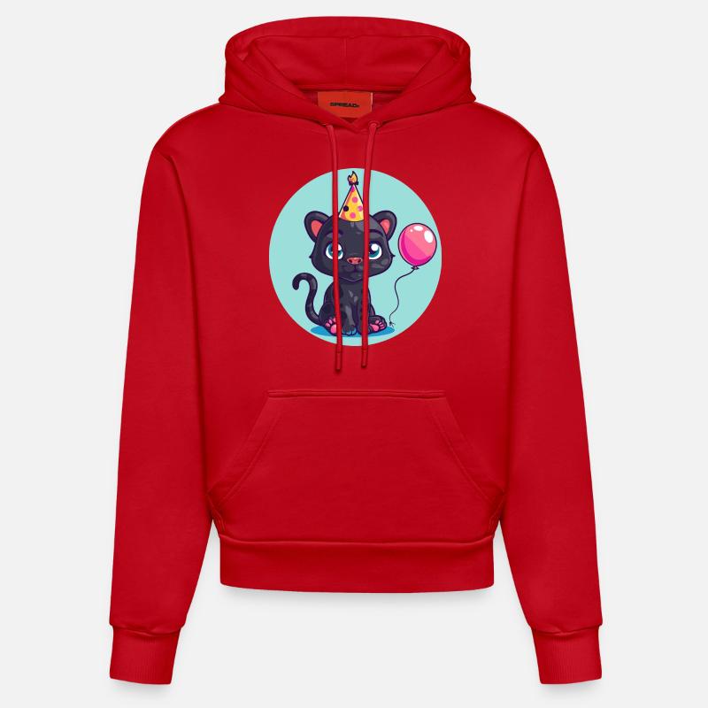 Bébé d’anniversaire de panthère - Sweat à capuche bio ajusté fabriqué en UE - rouge