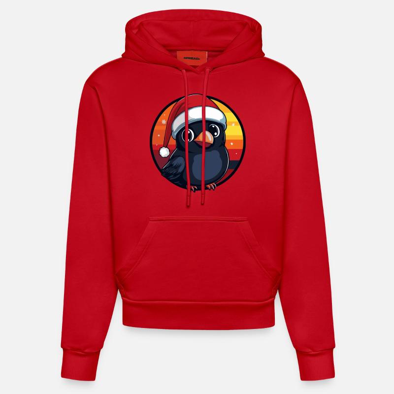 Noël de Raven Crow Noël - Sweat à capuche bio ajusté fabriqué en UE - rouge
