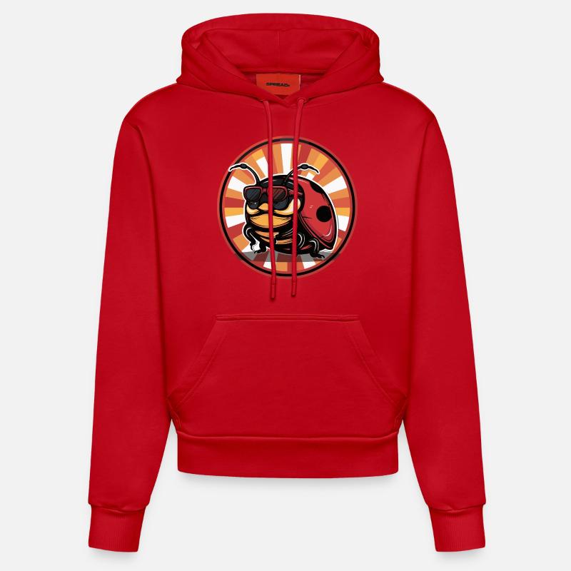 Coccinelle Bande dessinée - Sweat à capuche bio ajusté fabriqué en UE - rouge
