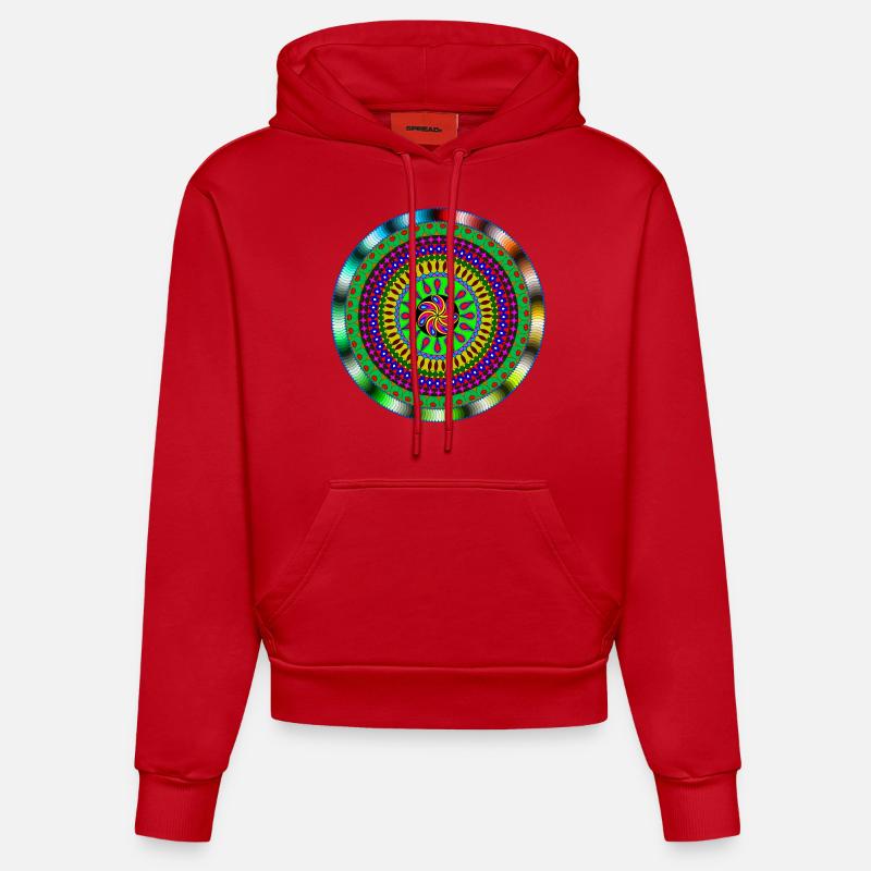 Mandala - Sweat à capuche bio ajusté fabriqué en UE - rouge