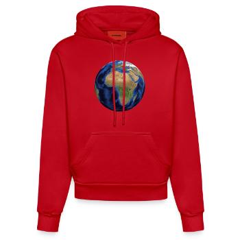 Globe du monde - Sweat à capuche bio ajusté fabriqué en UE - rouge - Devant