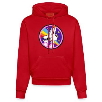 Rakete - Organic Fitted Hoodie Made in EU - Rot - Vorne