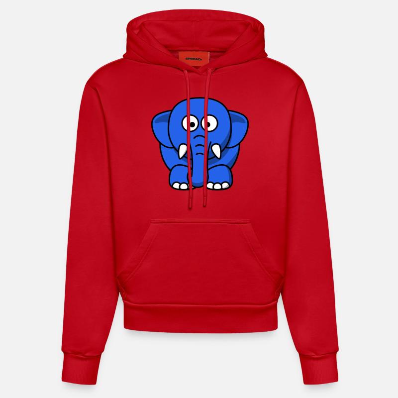 blauer Elefant - Sweat à capuche bio ajusté fabriqué en UE - rouge