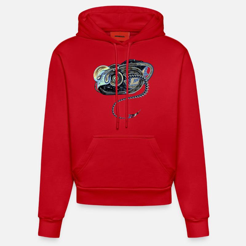 Biomécanique exotique - Sweat à capuche bio ajusté fabriqué en UE - rouge