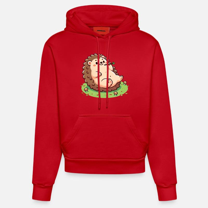 Chill Hérisson Vivre Vie Lente - Sweat à capuche bio ajusté fabriqué en UE - rouge