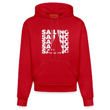 Segelboot - Organic Fitted Hoodie Made in EU - Rot - Vorne