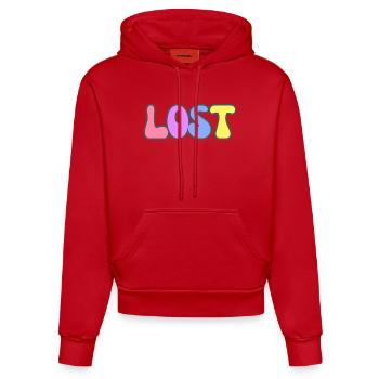 Lost Modern Typography Cool Art Studio Brand Logo - Organic Fitted Hoodie Made in EU - Rot - Vorne